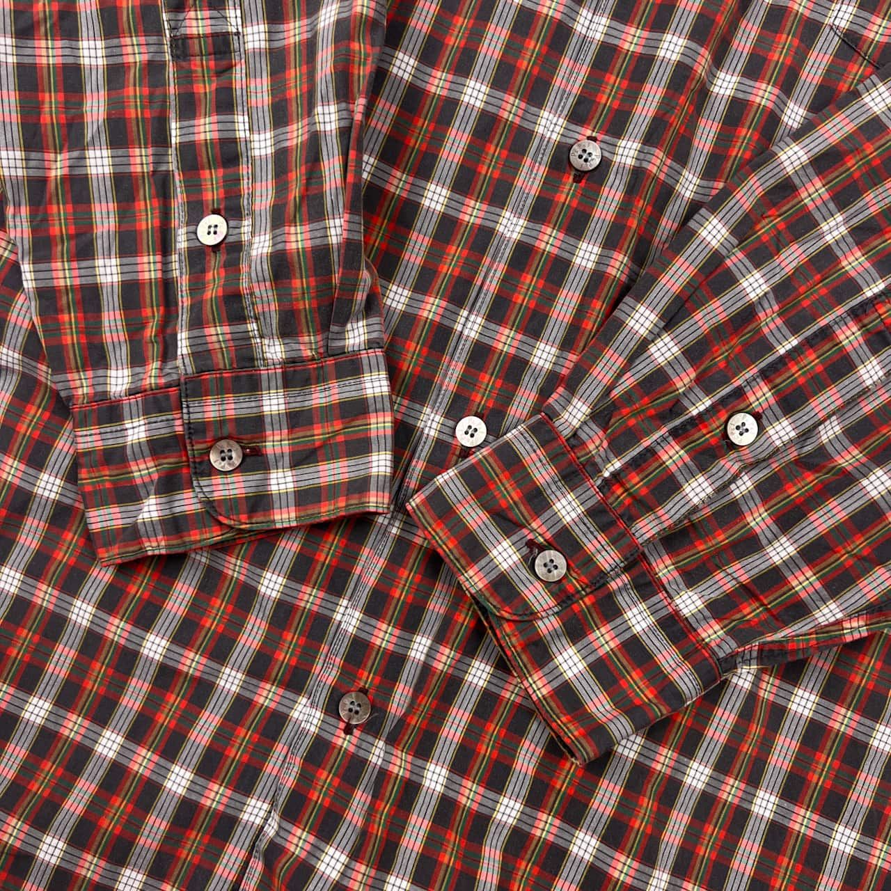 Papas パパス チェック 長袖シャツ L/レッド×グレー系 メンズ - メルカリ