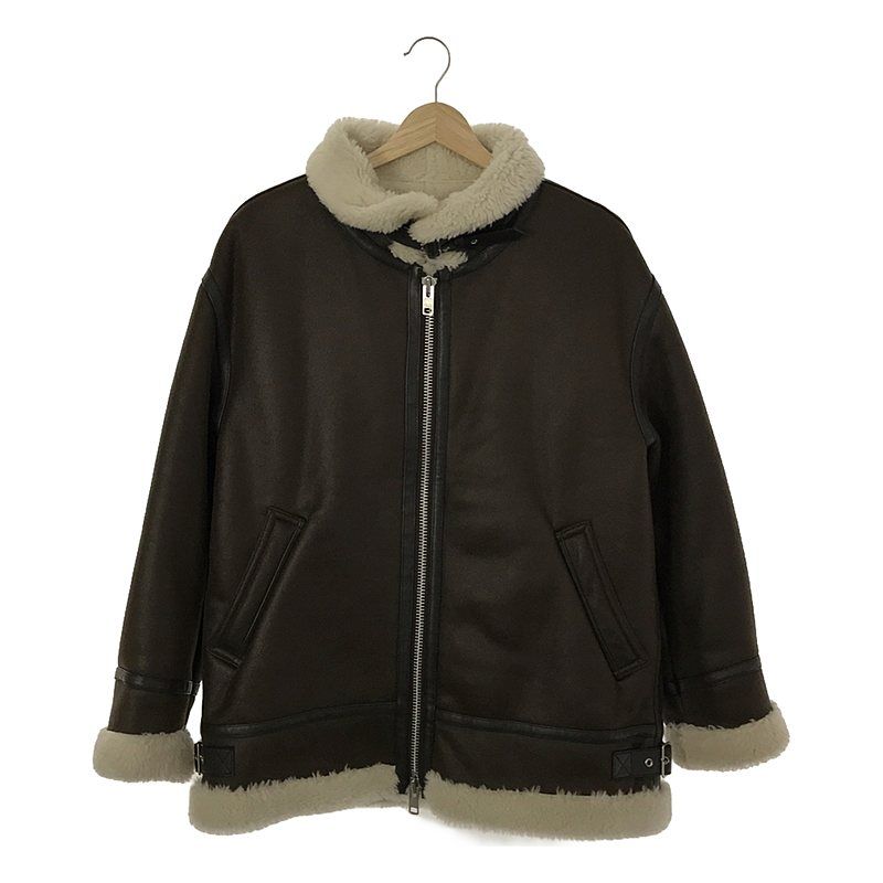 FRAY I.D ブラウン ムートンレザーボンバージャケットМサイズ