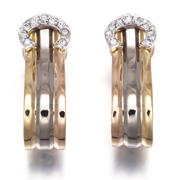 カルティエ イヤリング ダイヤ 2C ドゥーブルC C2 スリー K18YG WG PG 177541