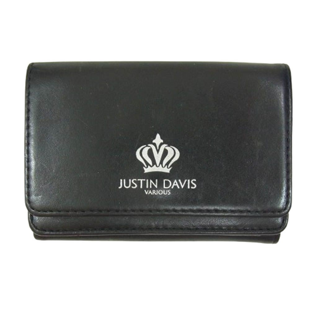 Justin Davis ジャスティンデイビス MARCAM 3 HOLD WALLET クラウンロゴ 3フォールド レザー ミニウォレット 三つ折り コンパクト 財布 ブラック系