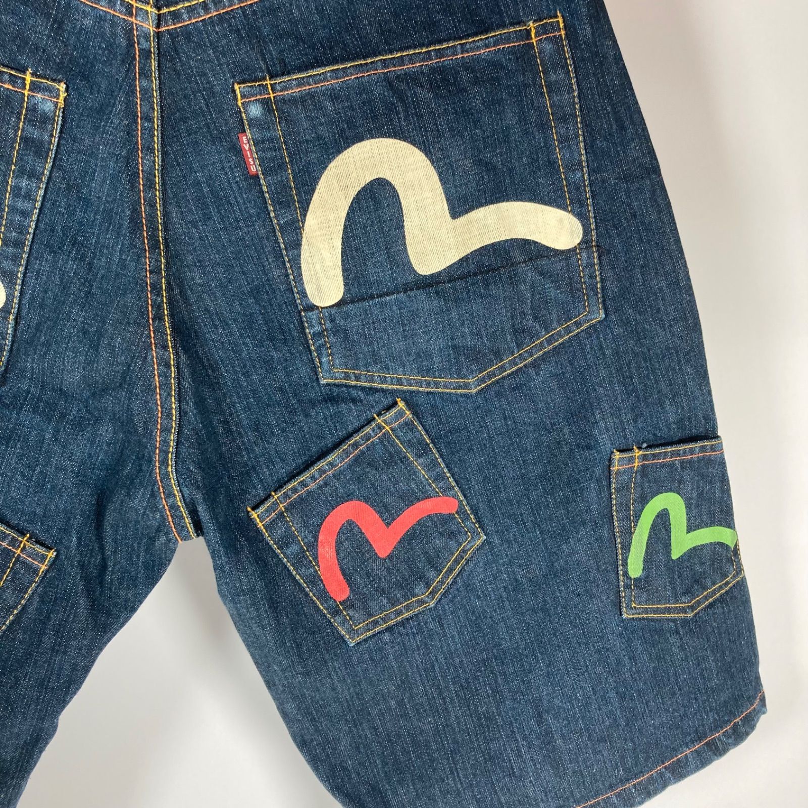 美品］EVISU エヴィス メニーポケット カモメ プリント ハーフ