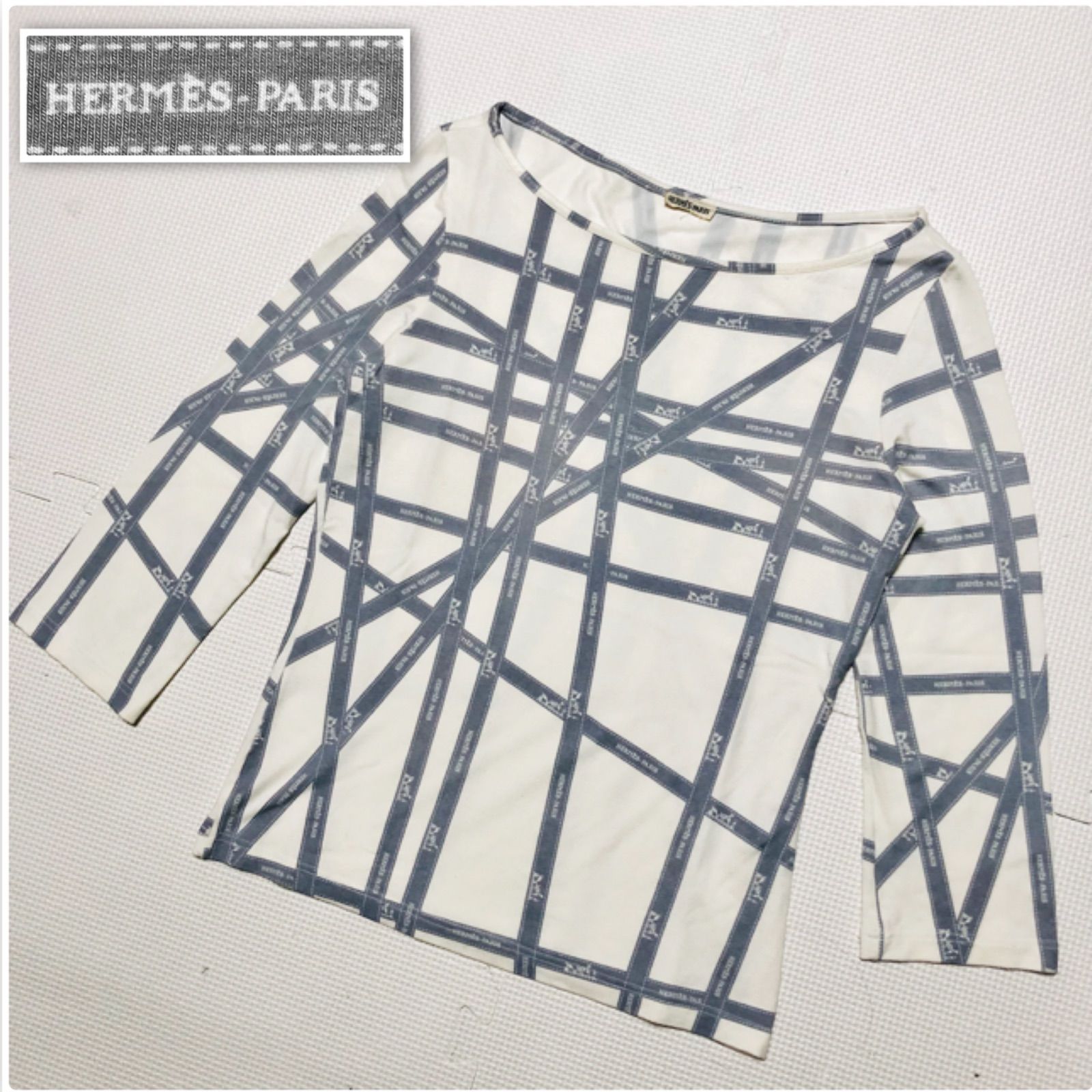 HERMES エルメス ボルデュックリボン 白 マルジェラ期 カットソー XS 