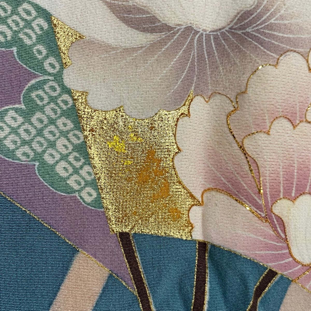高級 振袖 青色 花柄 身丈172.5cm 裄丈67cm M 牡丹松竹梅金彩 振袖 身丈152.5cm 裄丈65cm M 袷 扇 松竹梅 金銀彩 染め分け 青