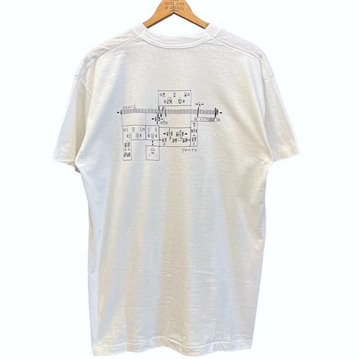 90s ビンテージ SONIC YOUTH 両面プリント バンド Tシャツ XL 白 USA製 