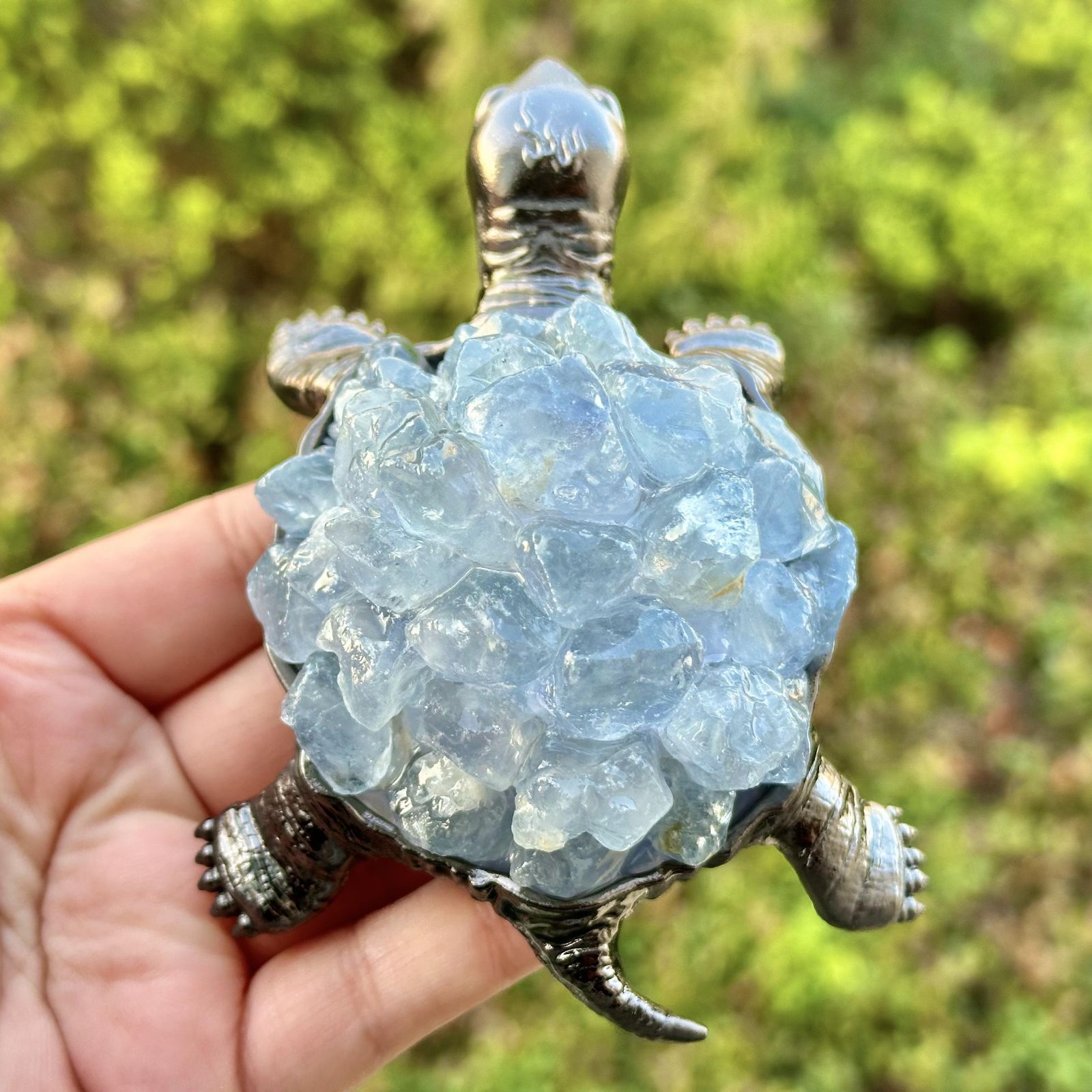 天然水晶(ライモナイト入り) 丸玉 台付き 】 オーロラクォーツ ライ