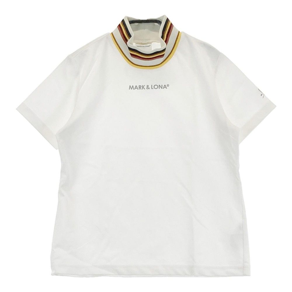 サイズ：40 MARK&amp;LONA マークアンドロナ  モックネック半袖Tシャツ  ブラック系 [240101416417] ゴルフウェア レディース ストスト サイズ：40 MARK&LONA マークアンドロナ モックネック 半袖T