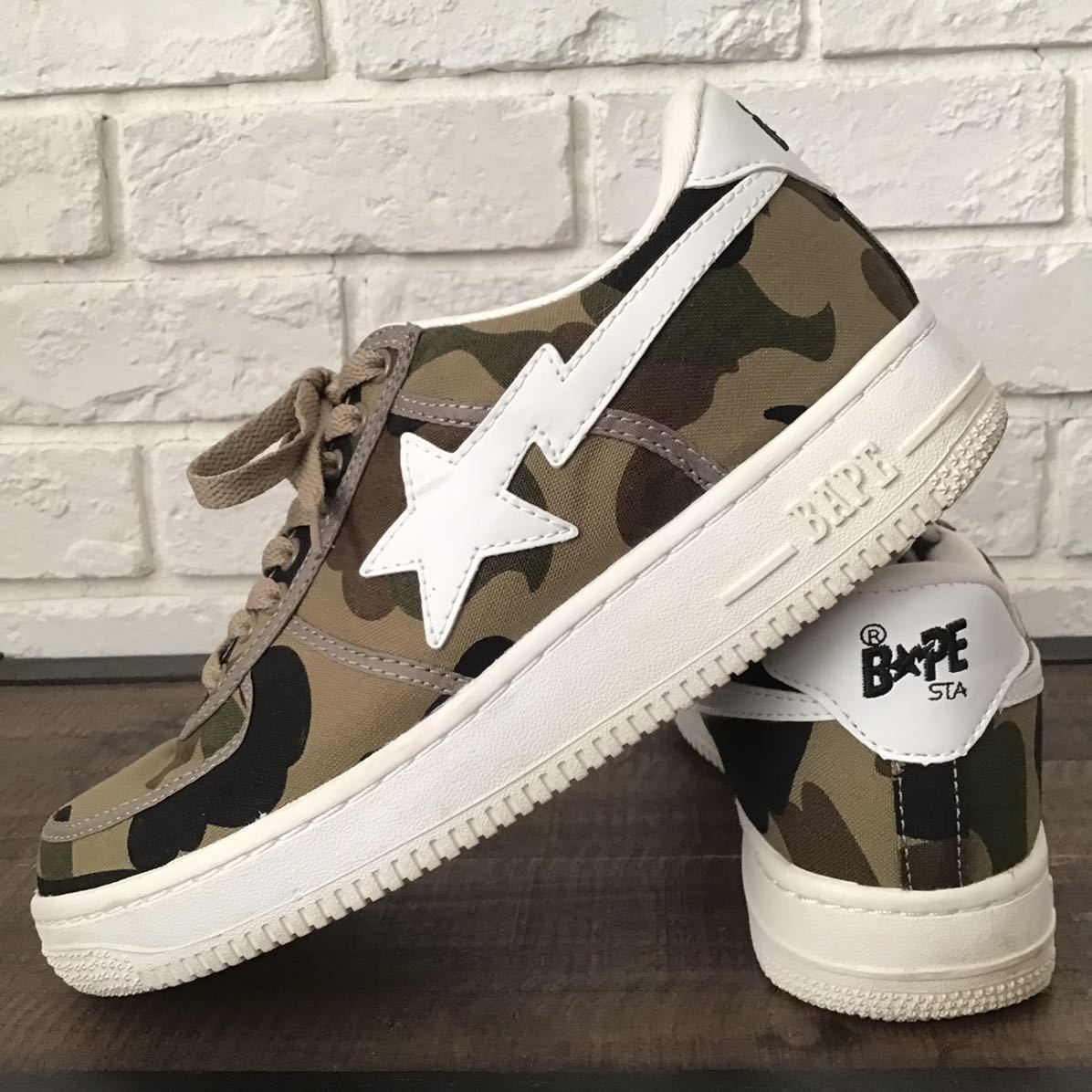 Canvas × レザー BAPESTA スニーカー 27cm US9 1st camo a bathing ape BAPE STA shoes  sneakers エイプ ベイプ ベイプスタ NIGO 迷彩