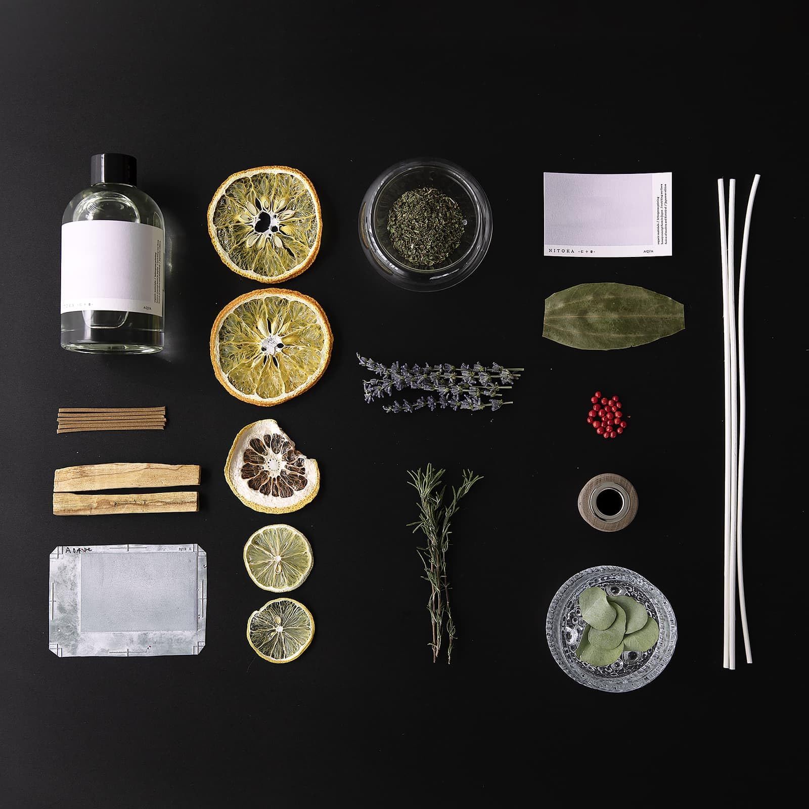 NITOKA -仁十香- フレグランスディフューザー 天然香料による癒しと活版印刷ラベルによる繊細さをデザインした フレグランス 本体250ml AQUA