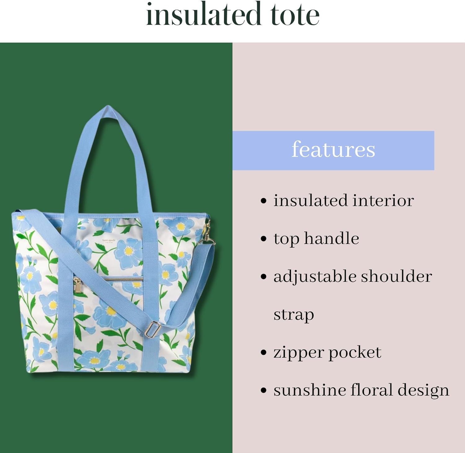 Kate spade new york)大容量断熱クーラートートバッグストラップ付 