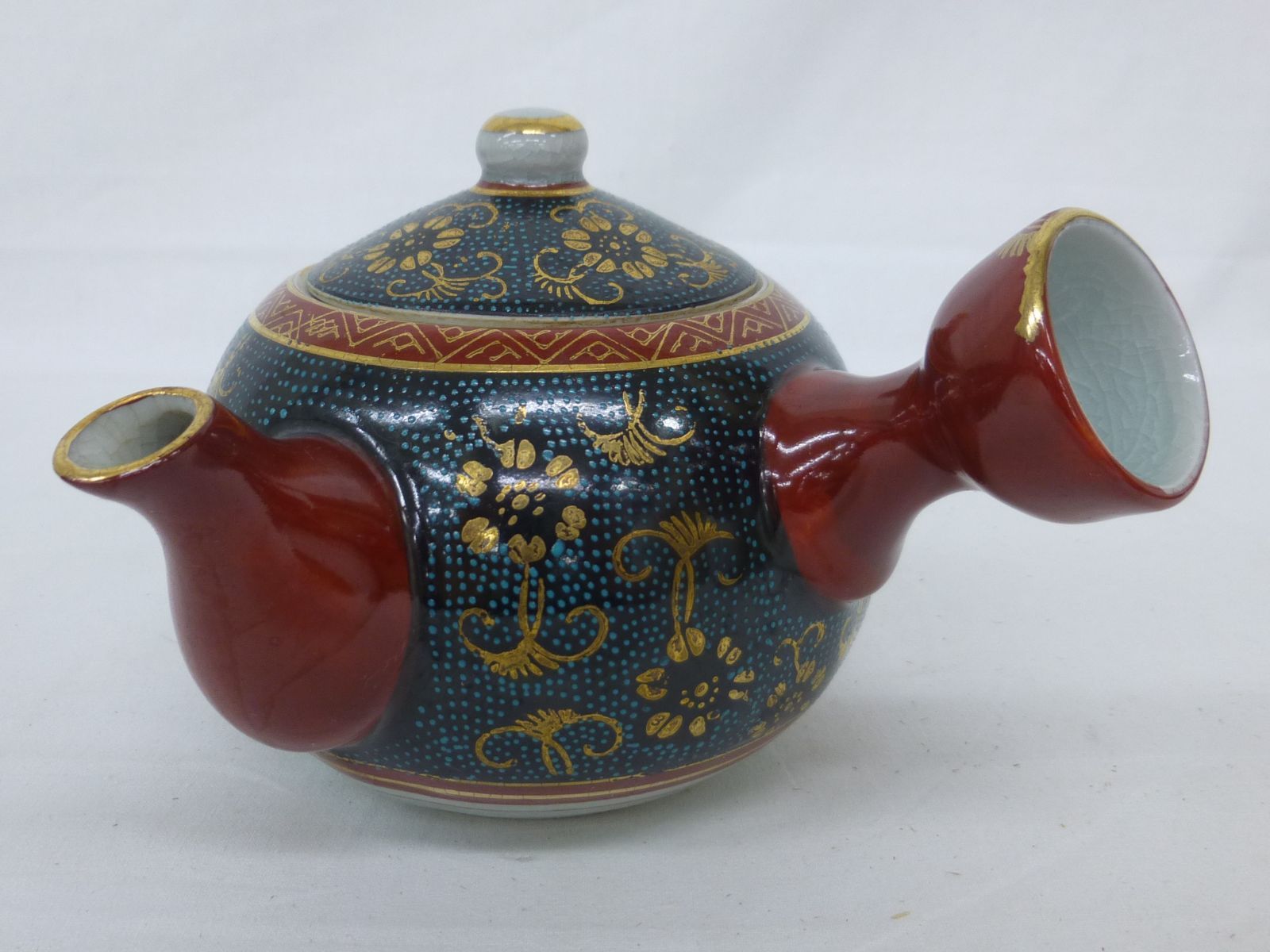 送料無料　九谷焼　良山作　青粒鉄仙煎茶碗５客 煎茶道具 送料無料 九谷焼 良山作 青粒鉄仙煎茶碗5客 煎茶道具