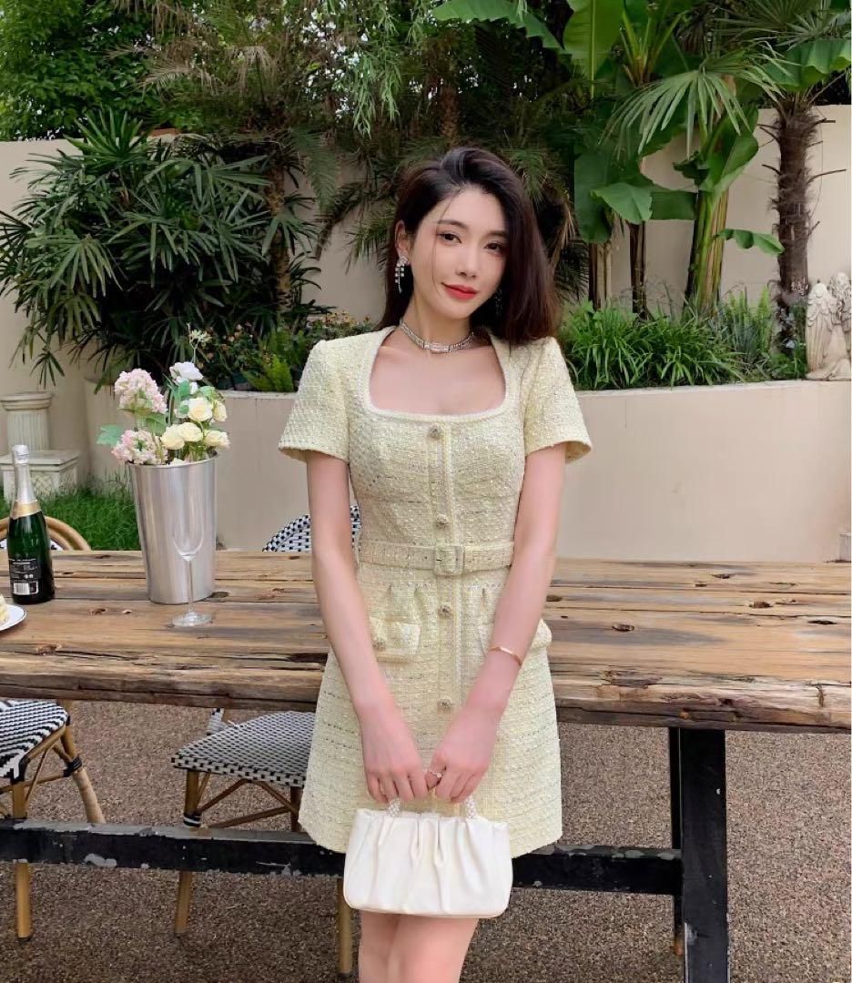 ♥ フレンチミニワンピ 高見え春夏モテ服デート用ドレス キャバ
