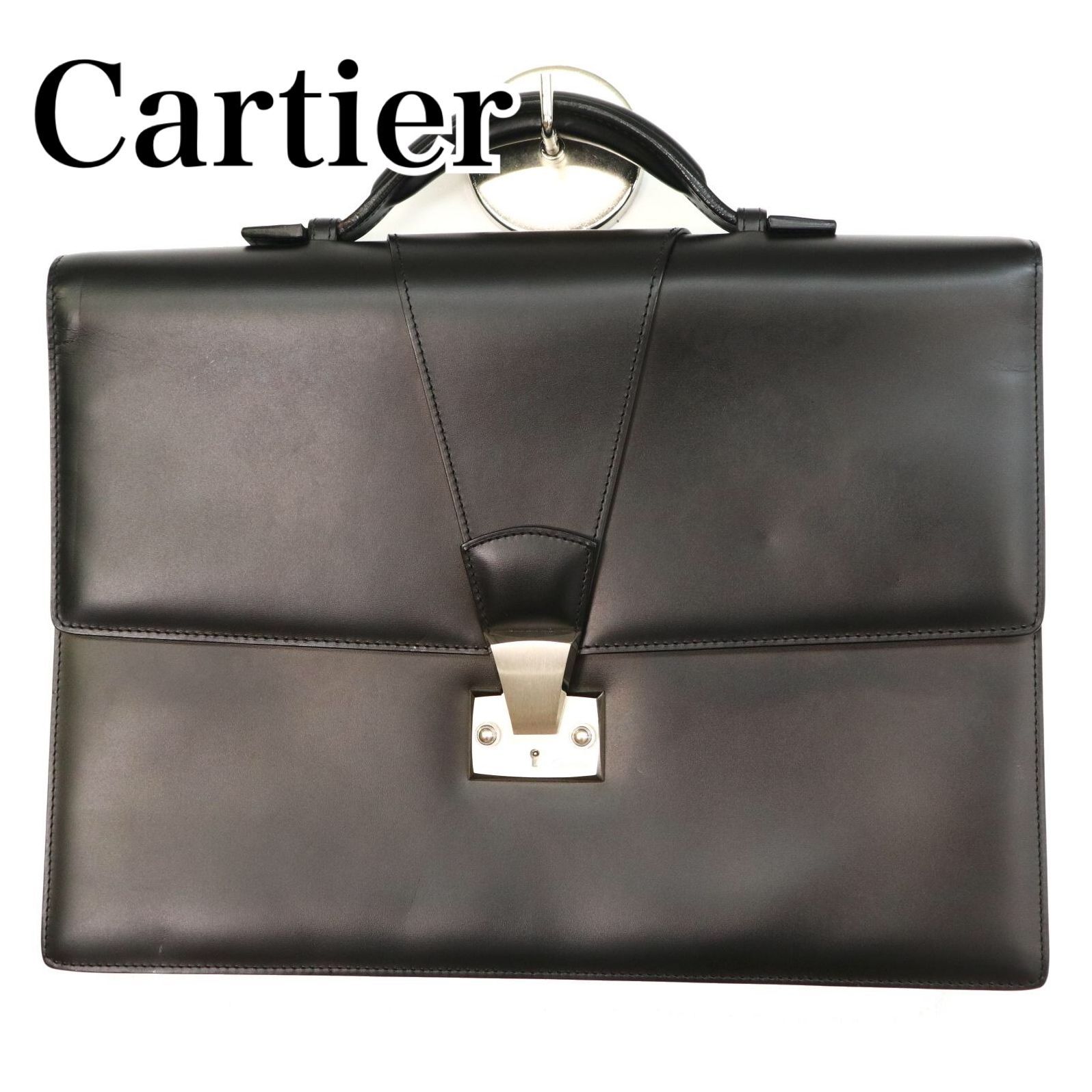美品】Cartier (カルティエ)ビジネスバッグ ブラック ビジネス - メルカリ