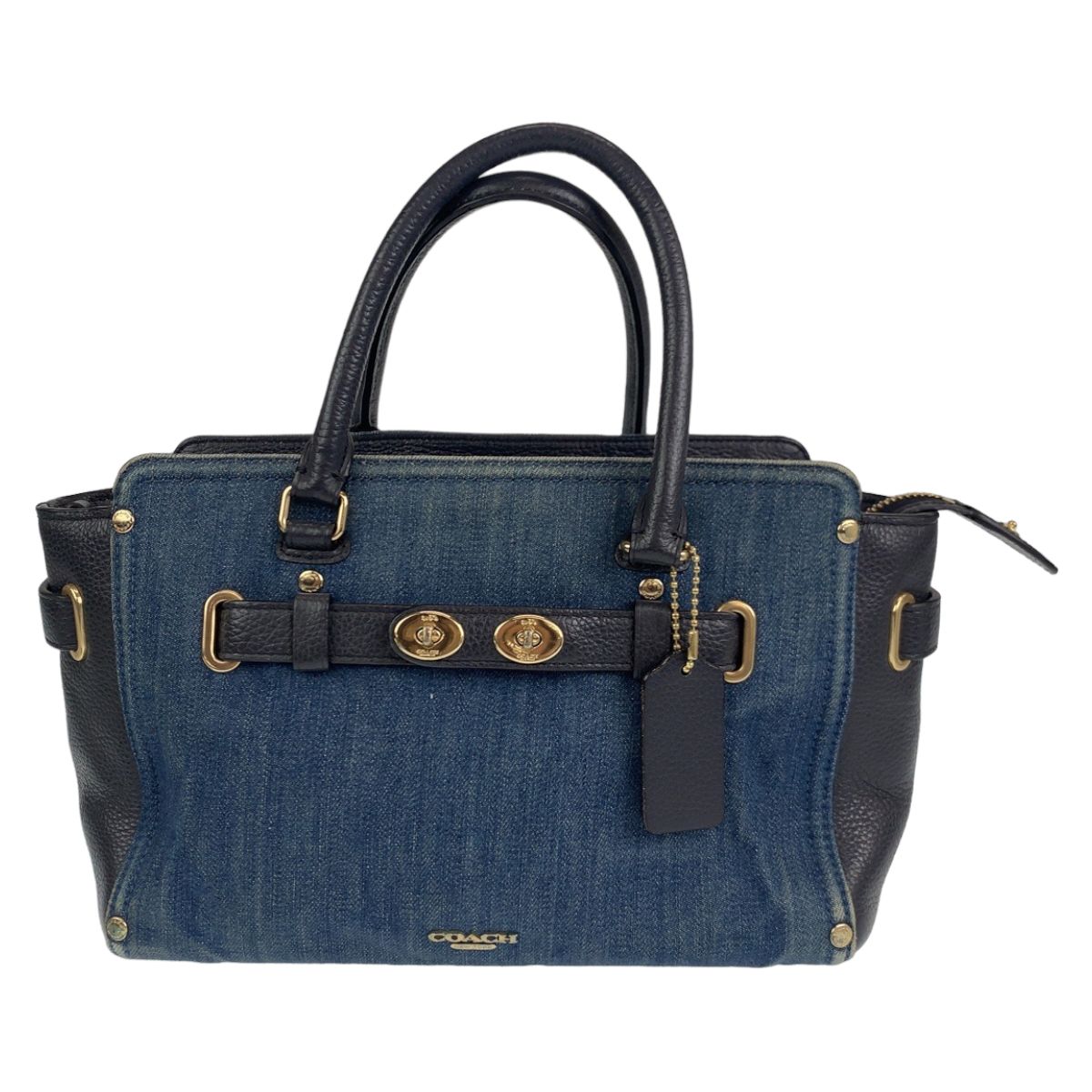 COACH コーチ デニムスワッガー ネイビー 紺 シルバー金具 デニム 