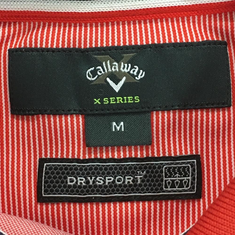 サイズ：M CALLAWAY キャロウェイ  半袖ポロシャツ シアサッカー ストライプ柄 レッド系 [240101476077] ゴルフウェア メンズ ストスト CALLAWAY キャロウェイ 半袖ポロシャツ シアサッカー ストライプ