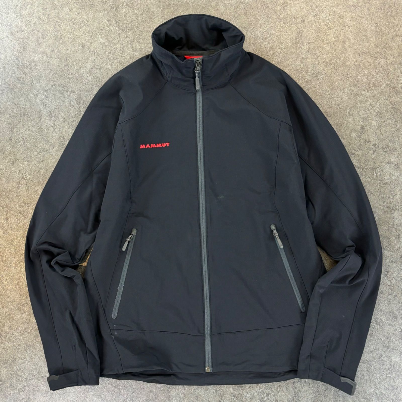 MAMMUT Logo Embroidery Stretch Nylon Jacket Black Full Zip SOFtech マムート ...