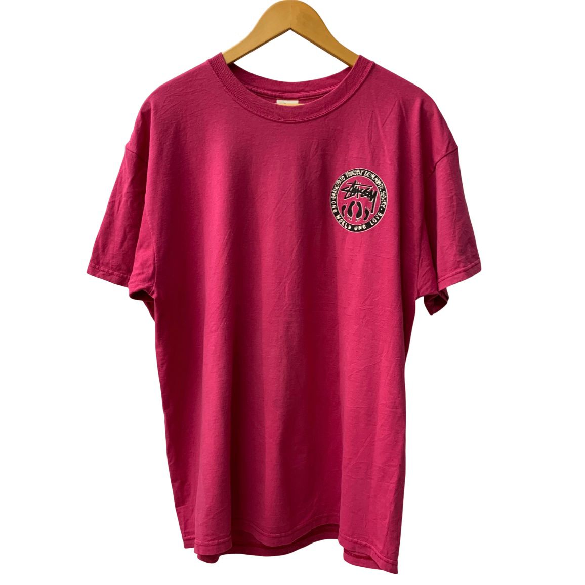 ステューシー STUSSY 90 s 白タグ ショーンフォント Tシャツ ピンク XLサイズ 201MT-3754