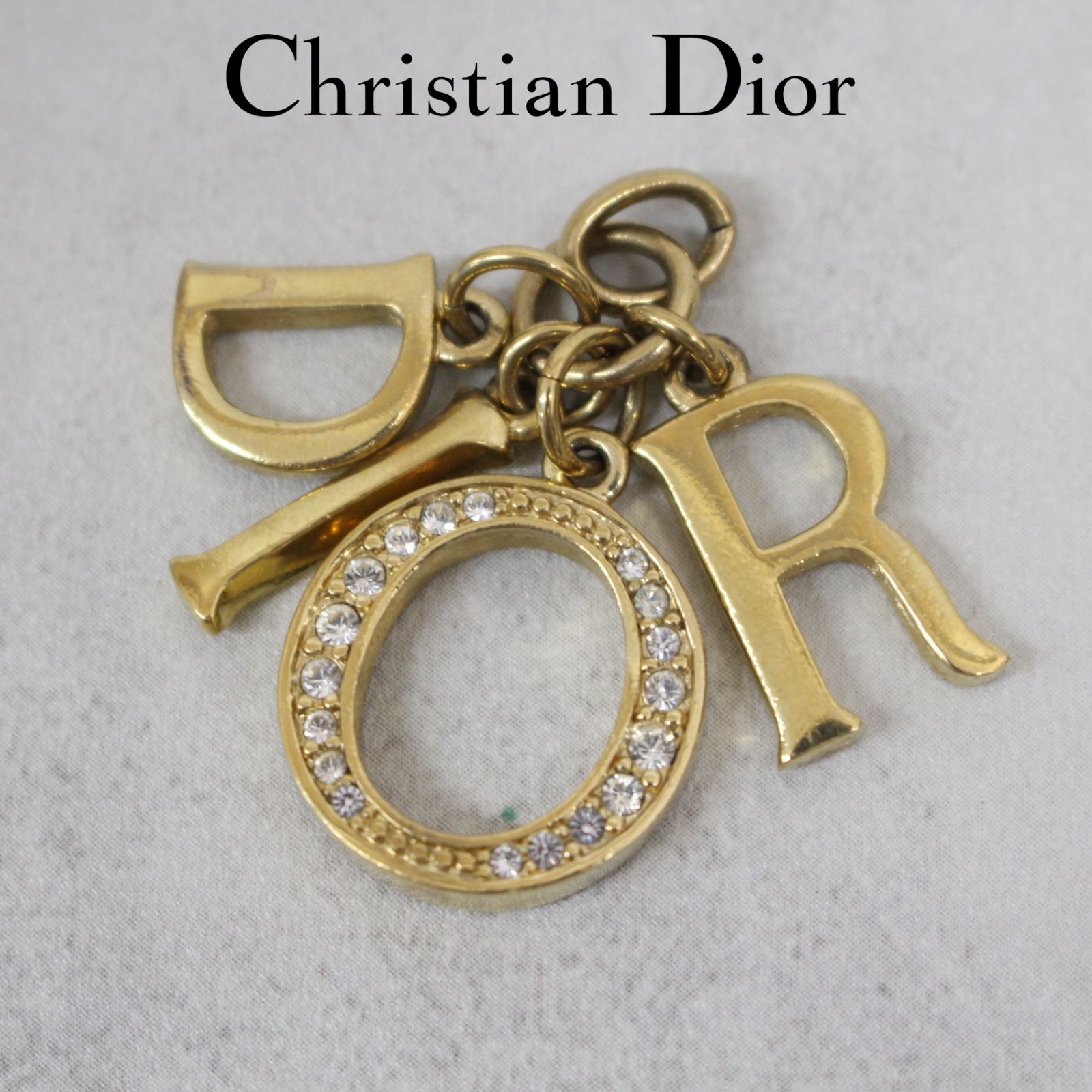 S082)Christian Dior ペンダントトップ ゴールド ロゴ メッキ 