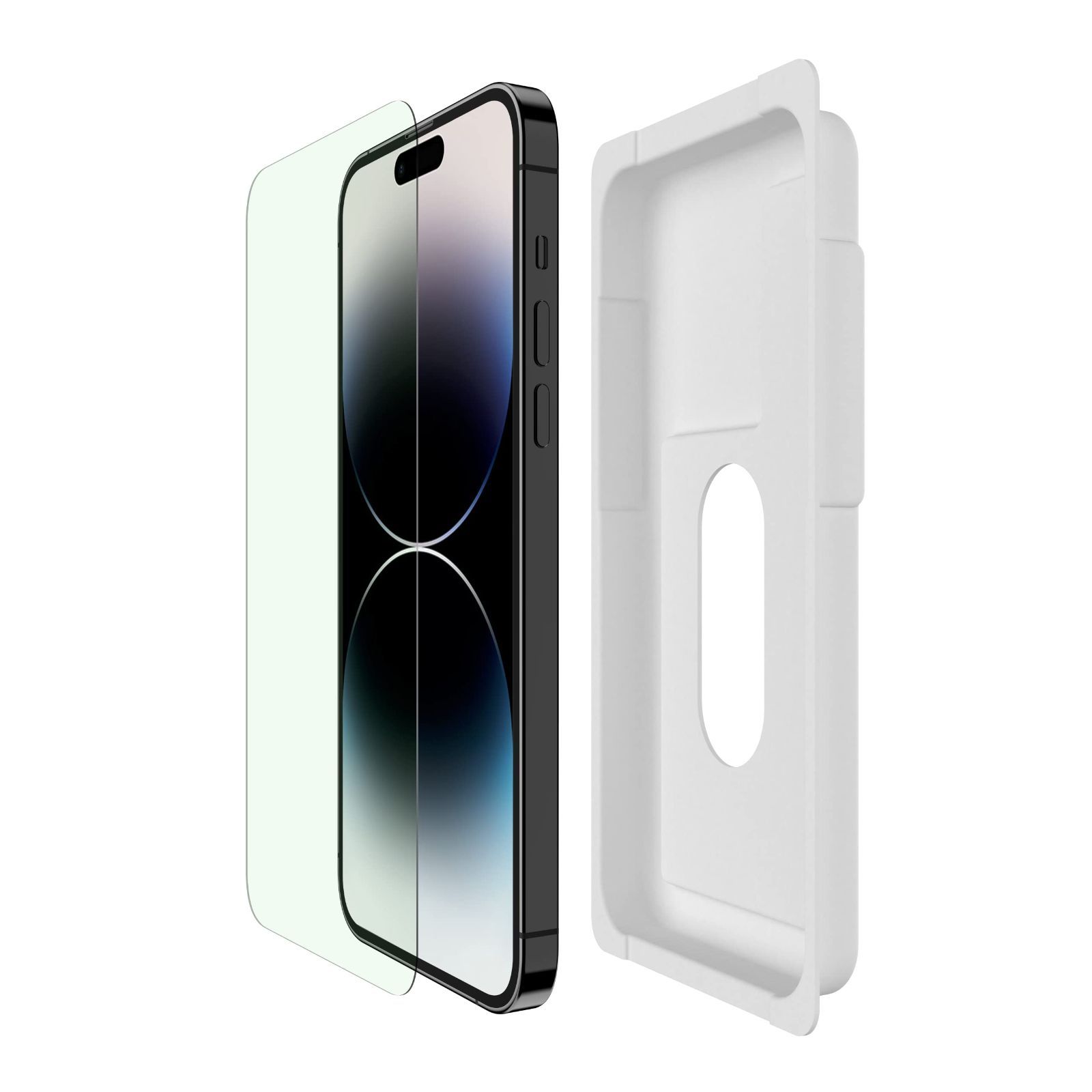 Belkin iPhone 14 Pro Max用 保護ガラスフィルム ブルーライトカット 超強化ガラス ドイツSCHOTT製 抗菌 0.29mm 簡単取付キット付き OVA114zz
