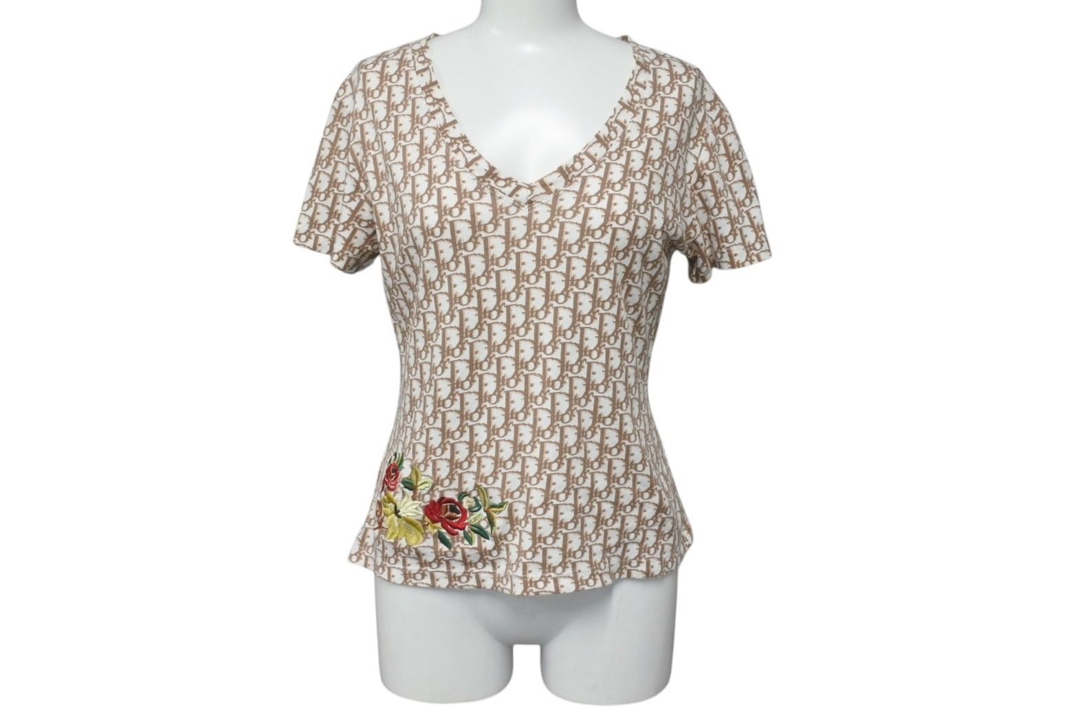 極美品 Christian Dior クリスチャンディオール トロッターVネック 半袖Ｔシャツ ホワイト コットン サイズ42 5E16155951 中古 4c075944 極美品 Christian Dior クリスチャンディオール トロッターVネック