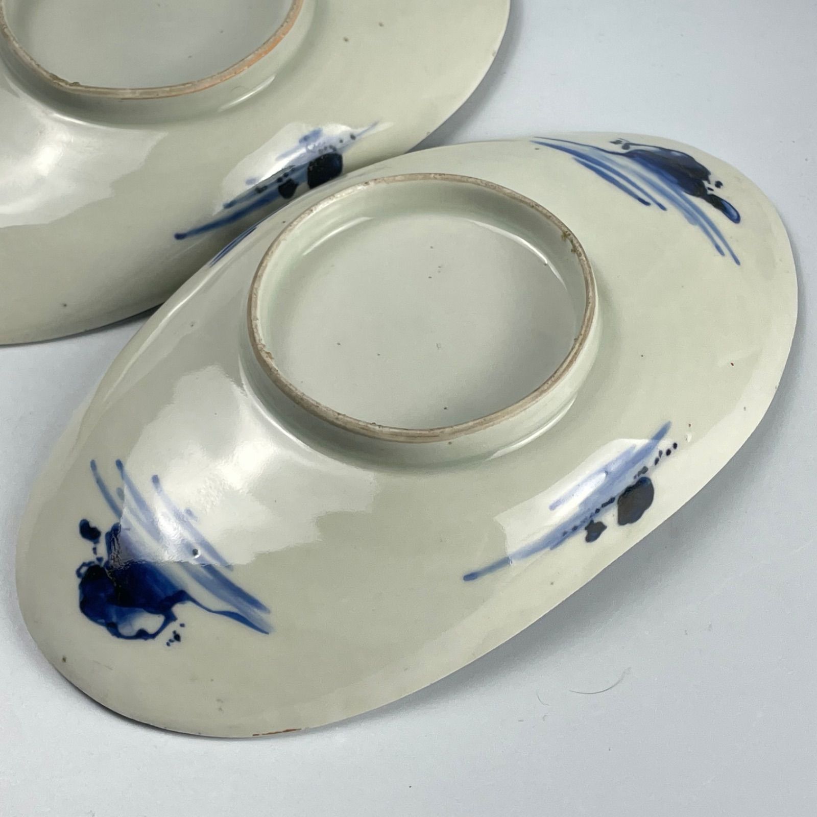 636 染付 山水 古伊万里 伊万里焼 骨董 アンティーク 長皿 3枚