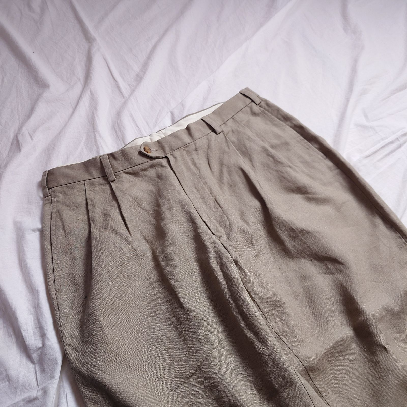  90 00 s JOS.A.BANK ツータック リネンパンツ アメリカ古着 スラックス パンツ