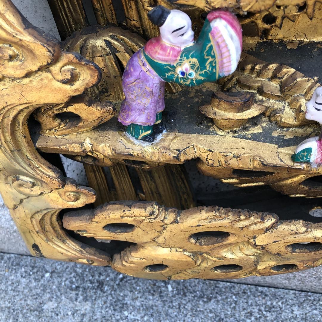 極彩色 金色 欄間 古美術 時代彫刻 建具部材 #842 - メルカリ