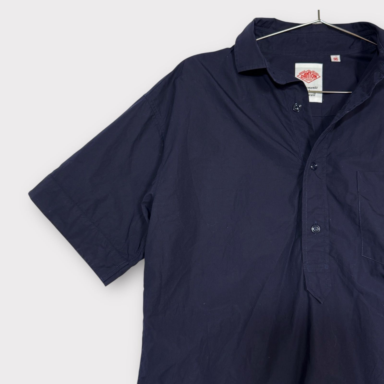 【美品/お急ぎ対応◎】DANTON/ダントンBIGシルエットシャツ ネイビー 美品！DANTON ダントン BIGシルエットシャツ 半袖 ネイビー 36