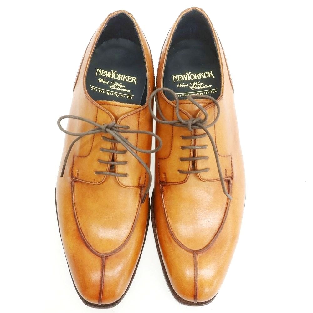 ♥ ニューヨーカー NEWYORKER スプリットトゥ ドレスシューズ ライトブラウン サイズ7 1|2EEE メンズ
