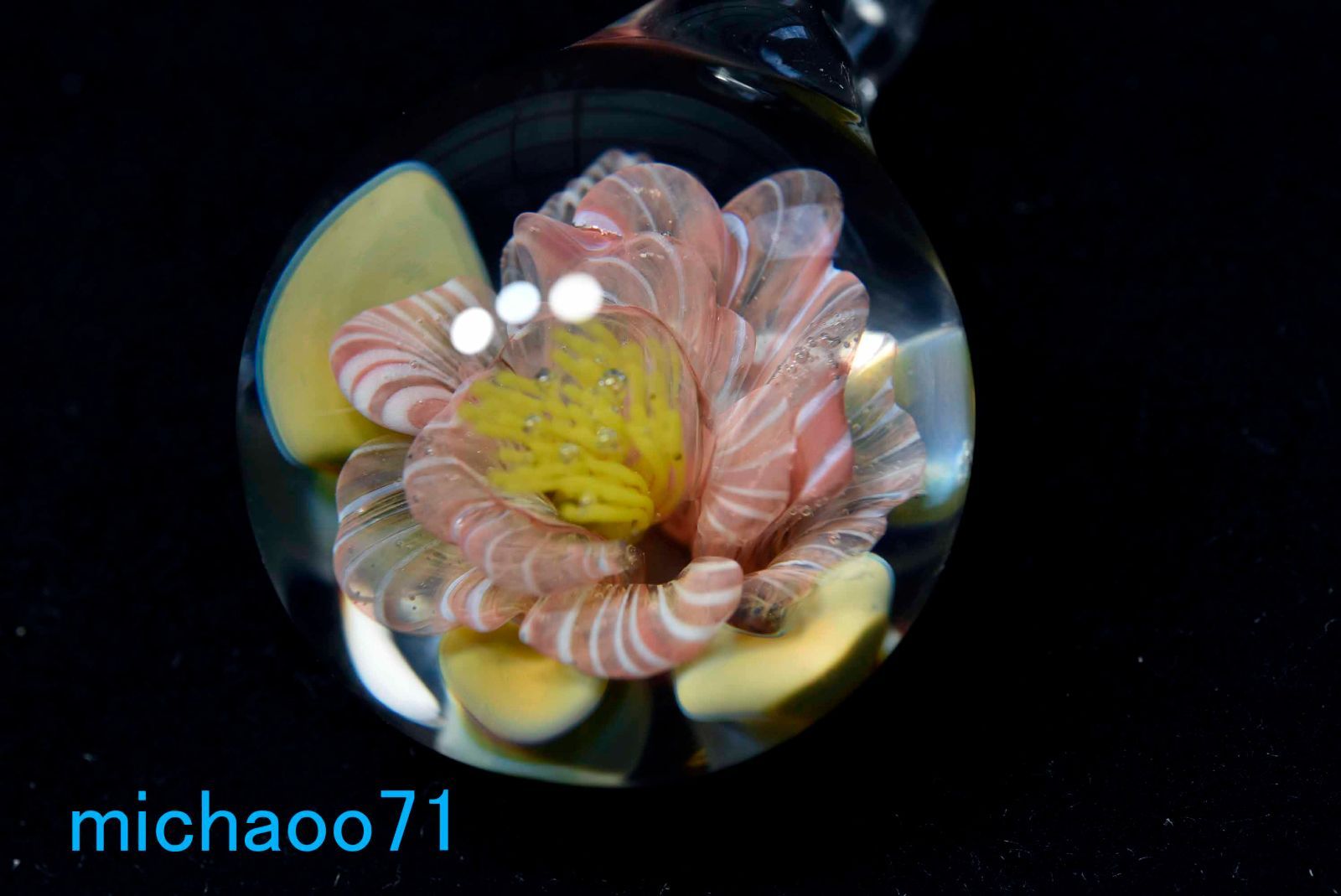 フラワー ガラスのペンダントトップ (12099-P21)GLASS FLOWER 透き通っ 