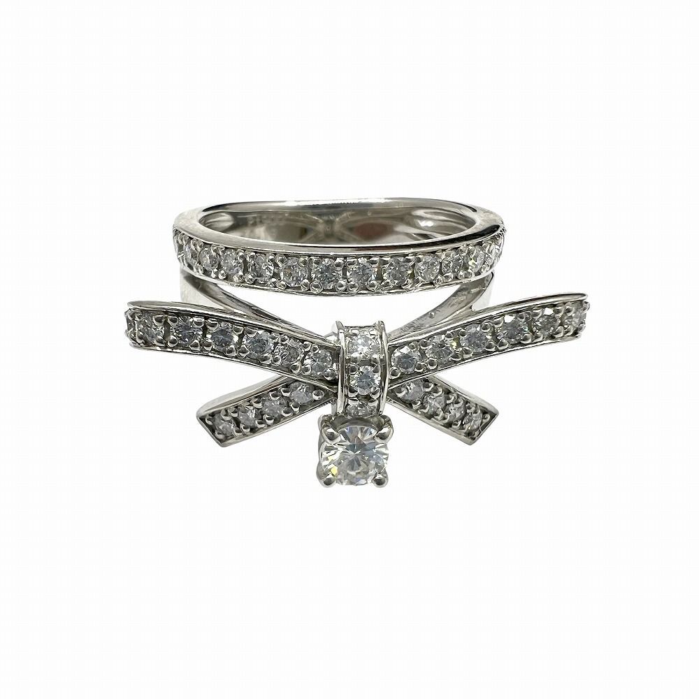 ダイヤモンド リボン リング 指輪 プラチナ PT900 0.19ct 0.66ct 10.4g  