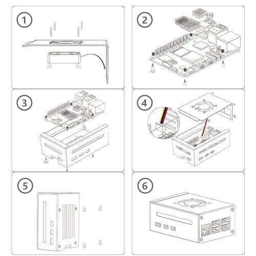 GeeekPi Raspberry Pi 5 ケース ファン付き、Raspberry Pi 5 メタルケース ファン付き Raspberry Pi 5 用ヒートシンクキット