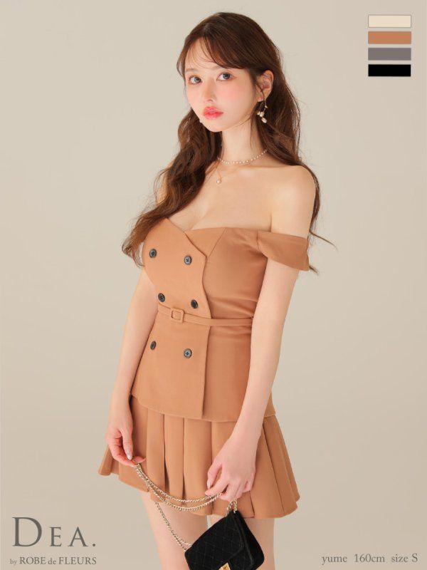 キャメル DE4315-IV-2509 XSサイズあり DEA.|ディア オフショル| ダブルボタン| セットアップ| フ | ミニドレス| キャバドレス