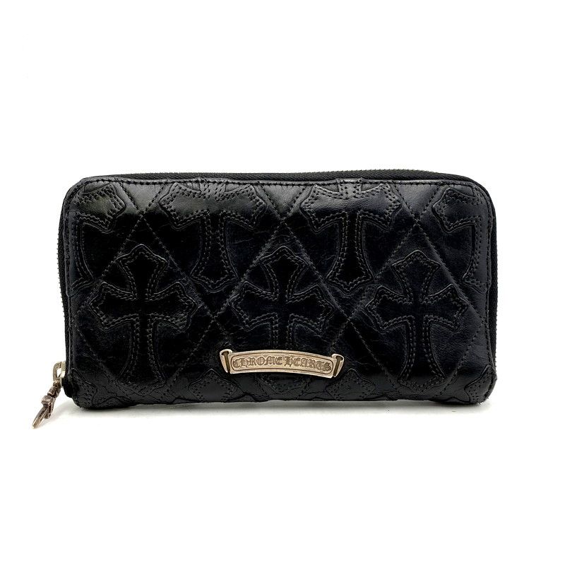 品 CHROME HEARTS クロムハーツ REC F ZIP CEMETARY QUILTED CROSS LEATHER WALLET セメタリー キルテッド クロス レザー ウォレット 長財布 190-250610-as-06-izu