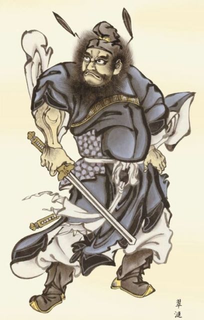 山 朱鍾馗 立堂 掛軸 種類1:尺三 掛軸【鐘馗】戸塚翠漣 端午の節句の掛軸 h28f5-014