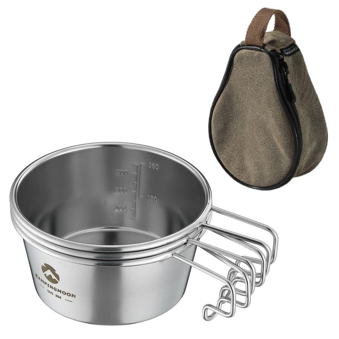 Style 3点セット キャンピングムーン CAMPING MOON キャンプ用 コップ ステンレス シェラカップ 深型 360ml 3点セット S-360-3P B