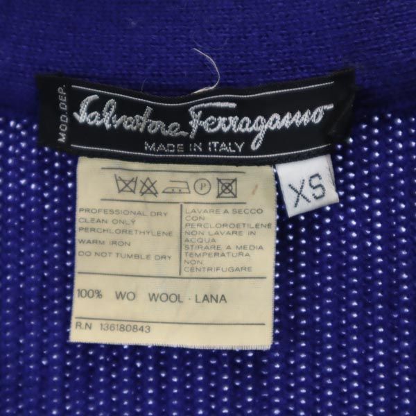 サルヴァトーレフェラガモ イタリア製 ウール100％ 長袖 ニットカーディガン XS 青系 Salvatore Ferragamo レディース  【中古】 【230128】 【PD】