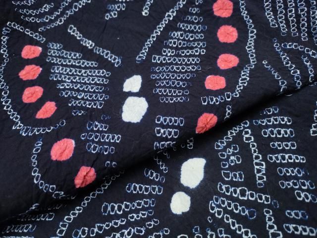 平和屋着物∴夏物 浴衣 有松鳴海絞り 舞蝶菊文 綿 逸品 CAAW1082ng