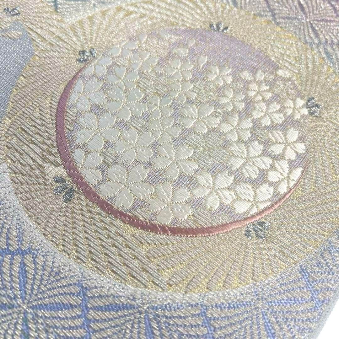 金華山織 輪奈ビロード 桜花紋 花菱 袋帯 着物 035a p 金華山織