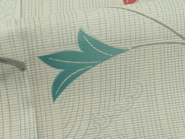 平和屋着物＊夏物 小紋 絽 立波枝葉文 洗える着物 AABA5617sx