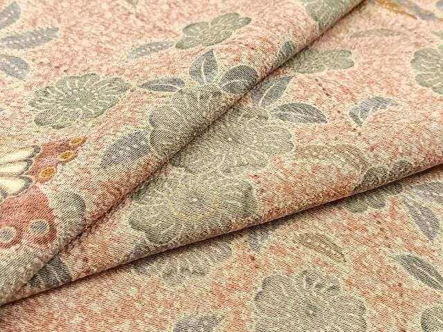 平和屋着物▽洗える最 着物 英 はなぶさ謹製 小紋 単衣 花蝶文 鬼しぼ縮緬 洗える着物 AABC7512jh