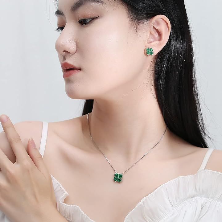 JIANGXIN 幸運四つ葉のクローバー 女性 6.4ct エメラルド 925純銀製 シルバー ピアス K18コーティング 金属アレルギー対応( 5月  誕生石 エメラルド) - メルカリ