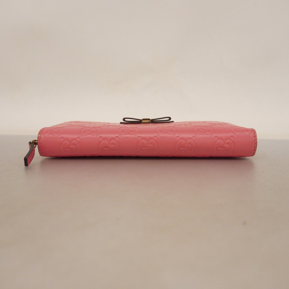 5ma0127-h グッチ 長財布 グッチシマ 388680 レザー ピンク シャンパンゴールド金具 レディース