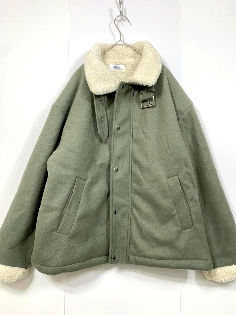 Loose ルース LOjk847 定価12000円 オーバーハイネック ボアメルトン ブルゾン ジャケット sizeS|グレイッシュカーキ ◆ ◎レディース