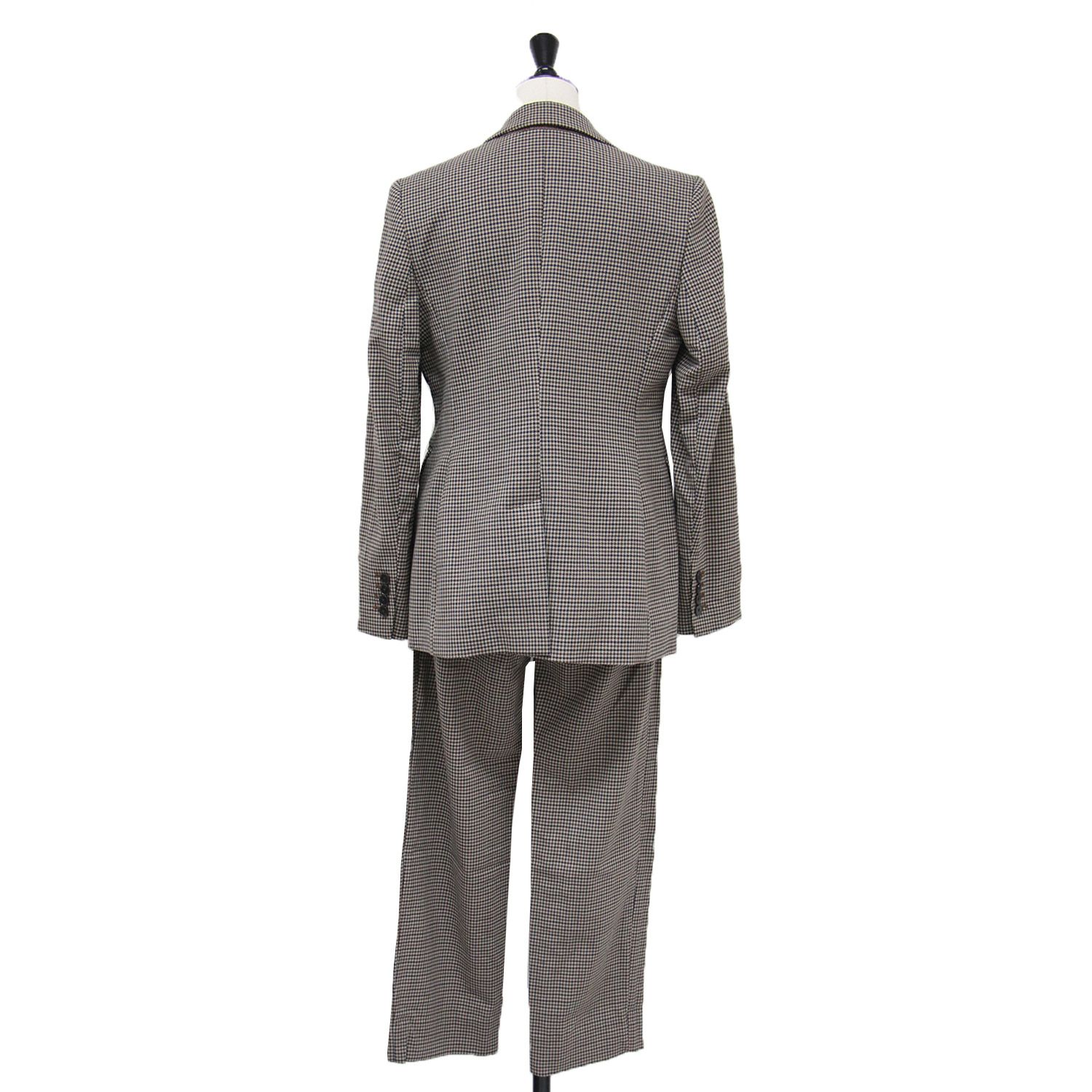 BANANA REPUBLIC バナナリ パブリック ブラウン系 サイズ 2 S 23秋冬 チェック柄 テーラードジャケット クロップドパンツ スーツ セットアップ ブレザー スラックス テーパード レディース