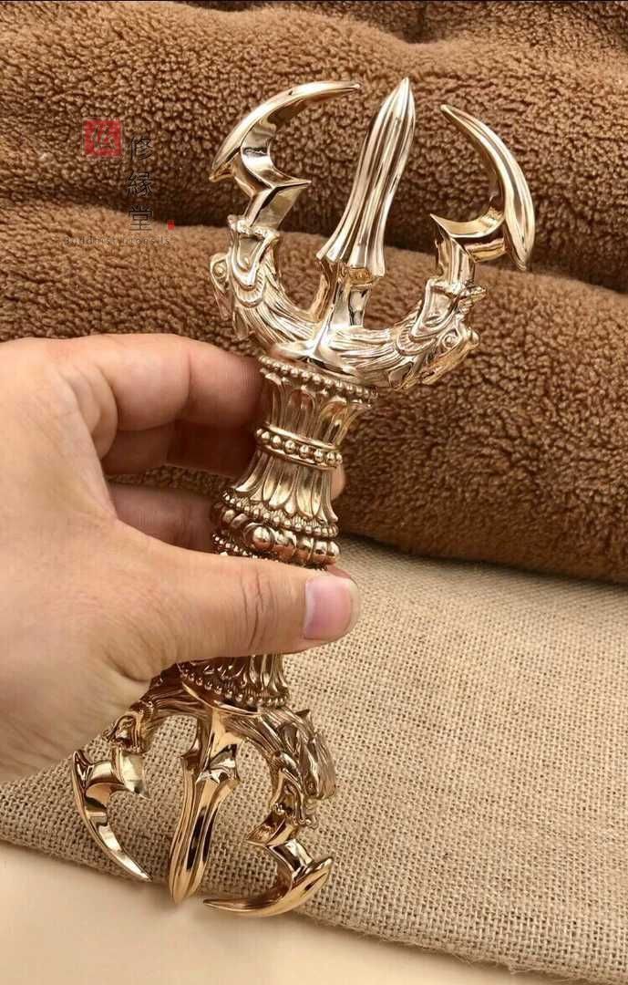 修縁堂】密教法器 四大明王 三鈷金鋼杵 仏教法具 真鍮製 vajra 23CM