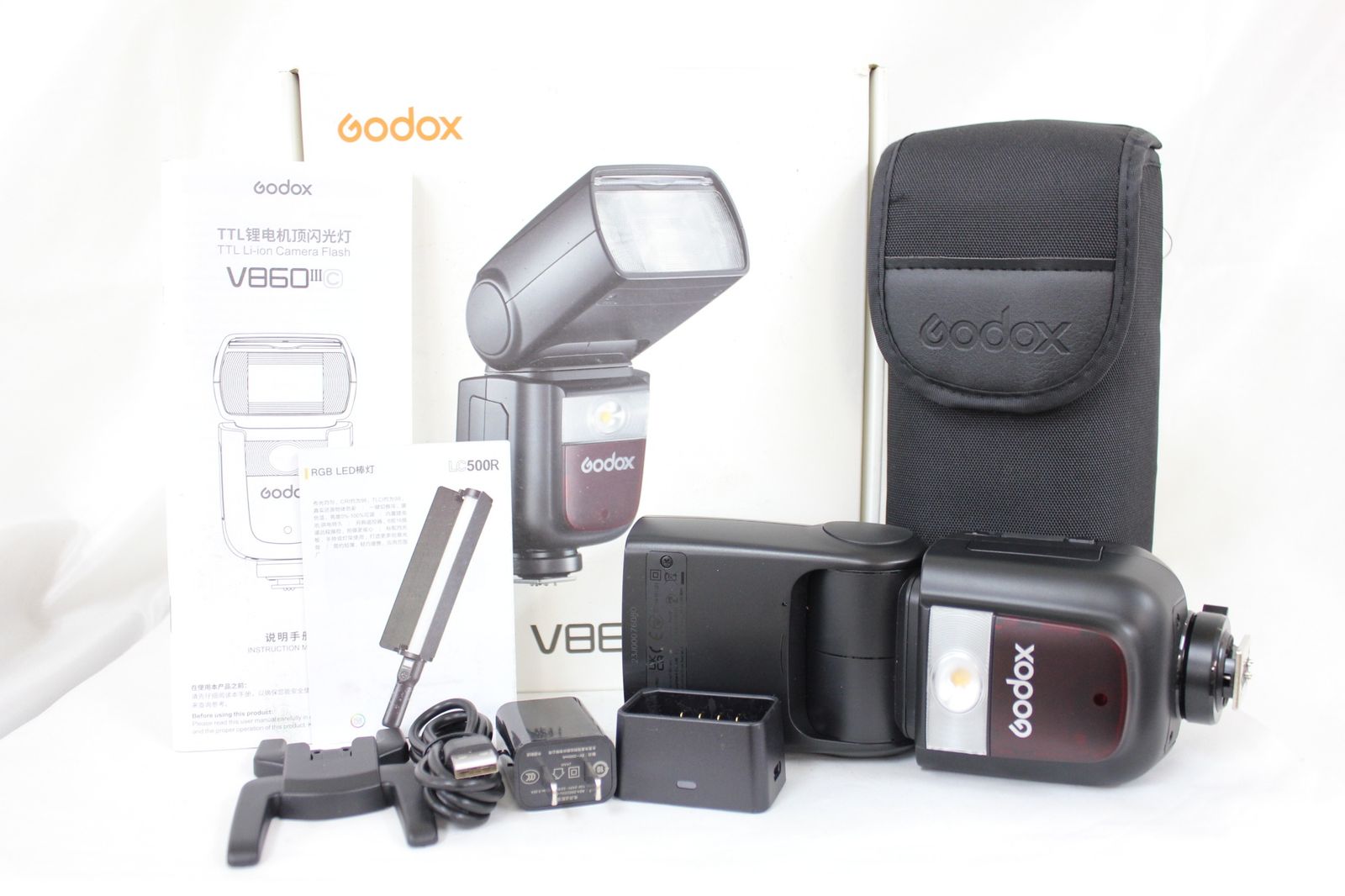 返品保証 元 き Godox V860III C ソフトケース バッテリー付き フラッシュ ストロボ M6107