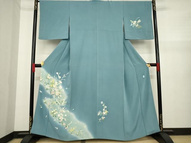 平和屋着物●本加賀友禅作家　南克治　訪問着　草花文　正絹　逸品　AAAY9033ck 平和屋着物○本加賀友禅作家 南克治 訪問着 草花文 正絹 逸品