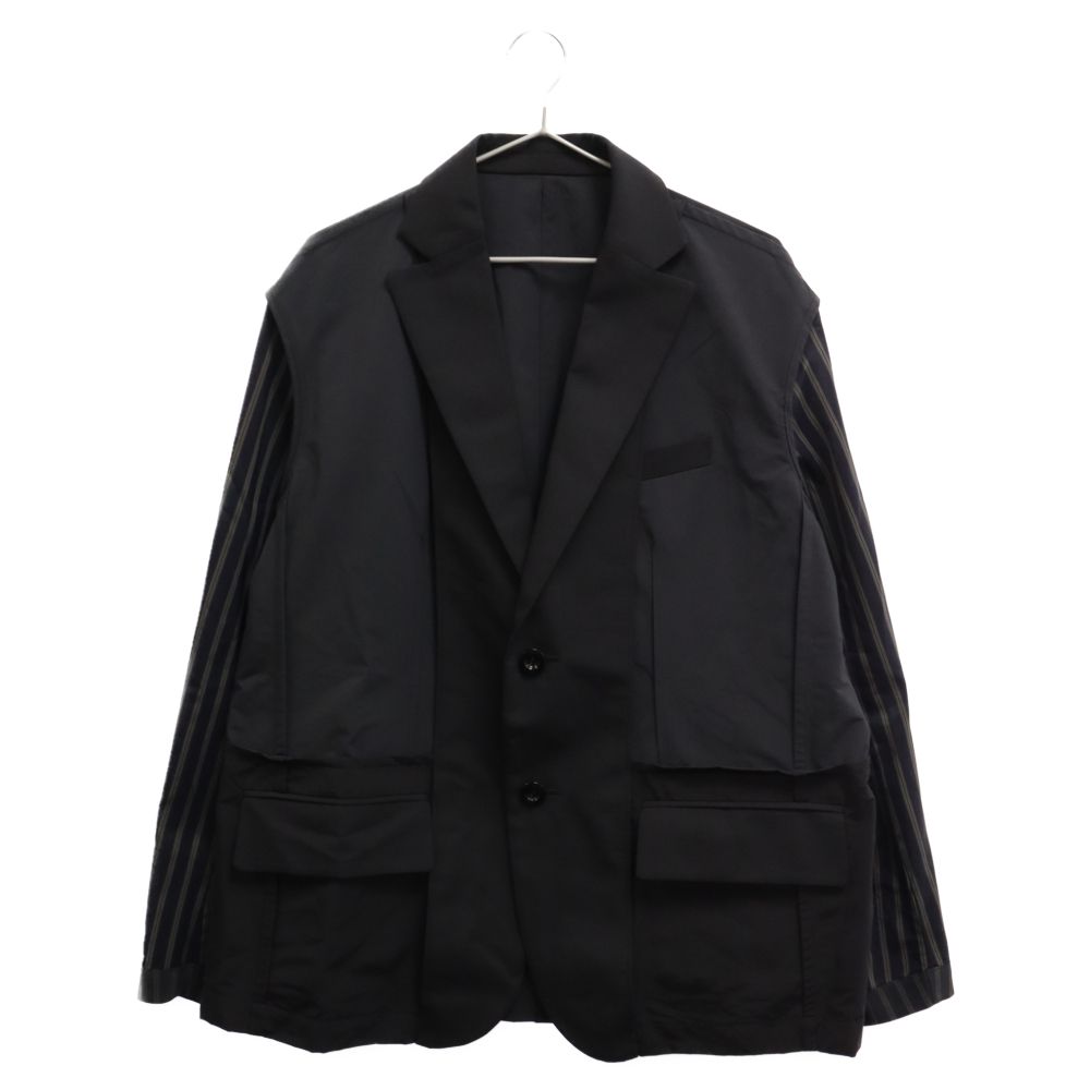 Sacai (サカイ) 24SS Suiting Jacket スイッチングジャケット 切替ナイロンテーラードジャケット ブラック 24-03265M  - メルカリ