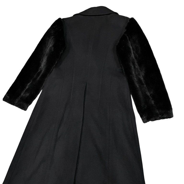 LIMI feu ウールカシミヤメルトンファースリーブ燕尾ロングコート