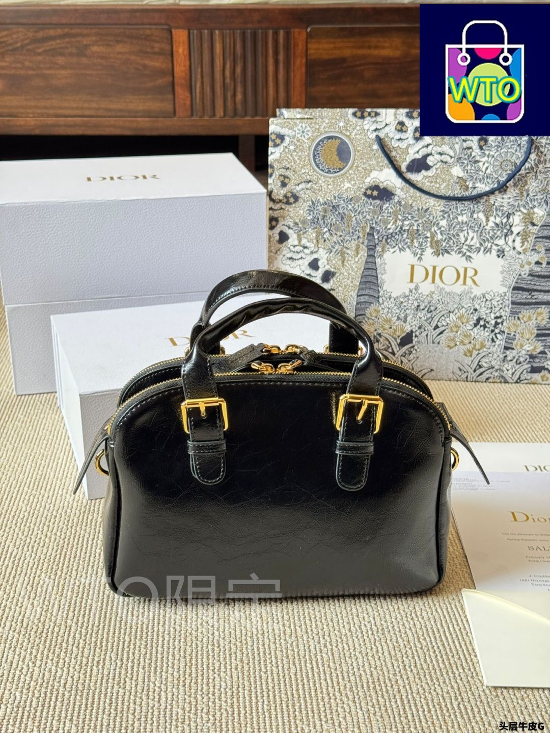 【DIOR】Grand Tour ボウリングバッグ スモール Small Grand Tour Bowling Bag Black Crinkled Calfskin | DIOR